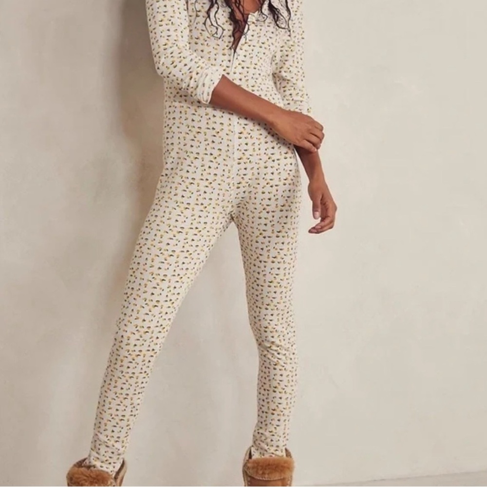 Free People Intimately Home Alone Long John’s yellow floral size small
